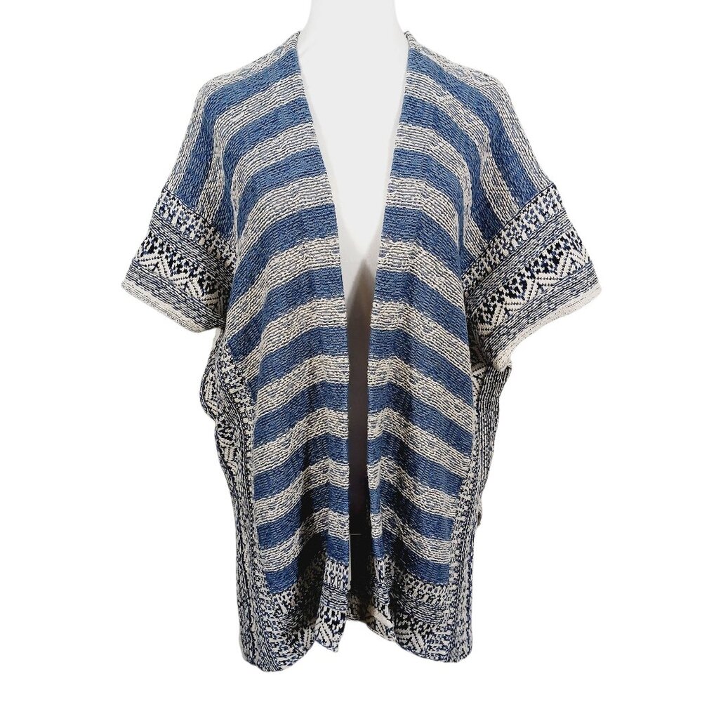 Chaps NWT S/M, "Indigo Sky" Cardigan Wrap Blue /Cream Knit  Western, Casual Warm